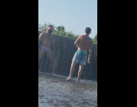 Guy beard striped underwear sexy dance waterfalls