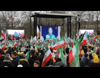 Crowd waves flag and rallies in Paris