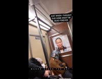 Guy riding subway sees boba fett mask 