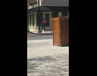 Lady red shirt closed lululemon store selfie 