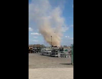 Small tornado formation in uk slowly dissolves 