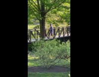 Two girls graduation caps dresses park bridge 