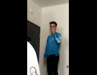 guy in blue blows smoke at fire alarm it doesnt go off