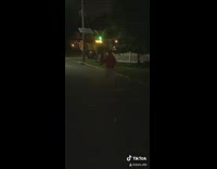 Red sweater guy runs past speed radar