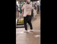 Man pours cornstarch down pants and shirt 