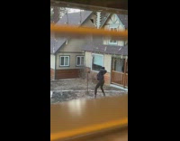 Girl black jacket dance house tripod classic