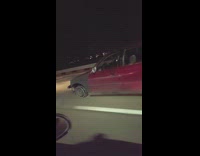 Car on freeway is missing tire fail 