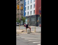 Collab WINY - Man dragging ac unit while crossing street 