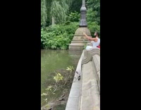 Guy goes fishing at central park 