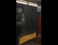 Water gushing out from subway station ceiling