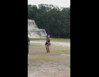 Girl jumps for photo