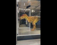 T rex robot moves in hotel 