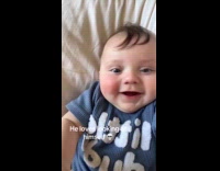 Baby loves seeing himself on camera