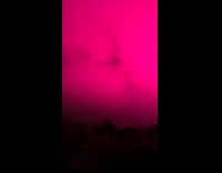 Pink colored sky caused by greenhouse lights