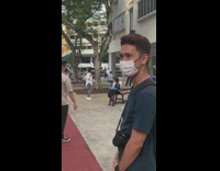 Guy sees girl filming tiktok dance outside 