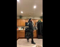 Collab ClipsIG - Guy carry grey dog sit on floor