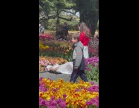 Woman white dress rest head on flowers