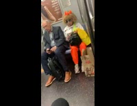 Collab Subway Creatures - woman in 80s outfit orange pants