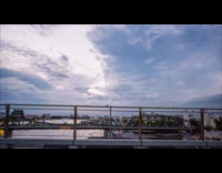 Time lapse chao phraya river  bridge clouds