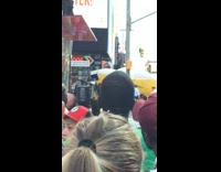 Naked guy jumps off booth 