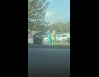 Two bird mask dance car parking lot