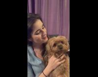 Dog doesnt like girls singing