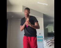 Guy sings Blank Space by Taylor Swift with friends lip sync pink brush