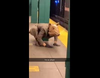 Collab Subway Creatures - Guy in Rat Costume Squats at Subway Station 