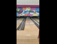 Guy red bowling ball through legs strike 
