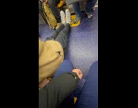 Man dips workout on subway train seats