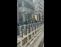 Guy pedals on locked rental bicycle 