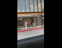 Girl sit chair street bread and lemons