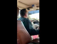 Dad driving in car screaming because of spider