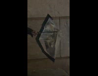 Umbrella breaks as guy tries to deploy it