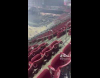 Girl sitting in empty stadium ask for encore 