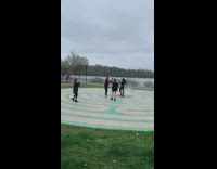 Girl face mask dance video circle park