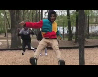 George Lopez challenge, guys jumps off swings in slow motion
