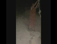 Brown dress girl white rope swing fail 