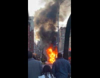 Car blaze huge fire rescued by firefighters