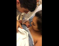 Newborn crying baby calms down to sound of dads voice