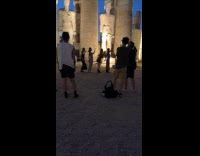 Four women Egyptian dance at Egypt ruins