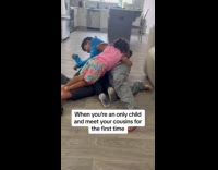 Collab ClipsIG - Baby look at cousins play fight on floor