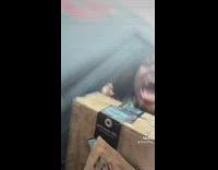 Amazon delivery driver girl gets wet in rain