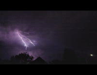 Lightning strike on the clouds in slow motion