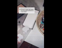 Girl puts apple logo sticker on ankle monitor 