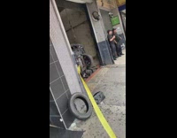 Car stuck parking garage fail firetruck 