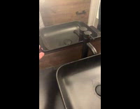 Man shows medicine cabinet hits faucet sink