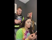 Collab BSMedia - Guy touches girls face red flat iron 