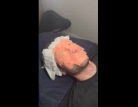 Man points facial cream stuck on nostril