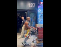 Man wearing huge spikes and fox tail